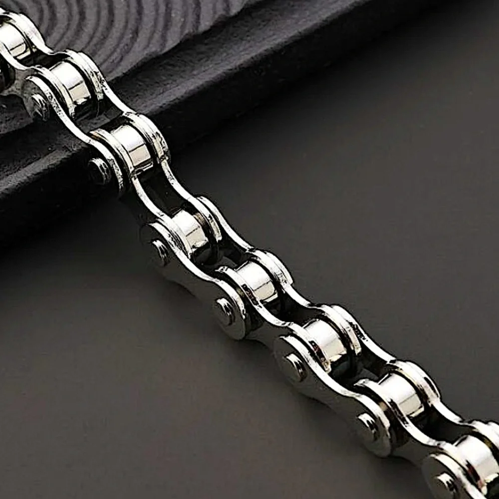 STAINLESS STEEL BIKE CHAIN BRACELET - Picture 2 of 6